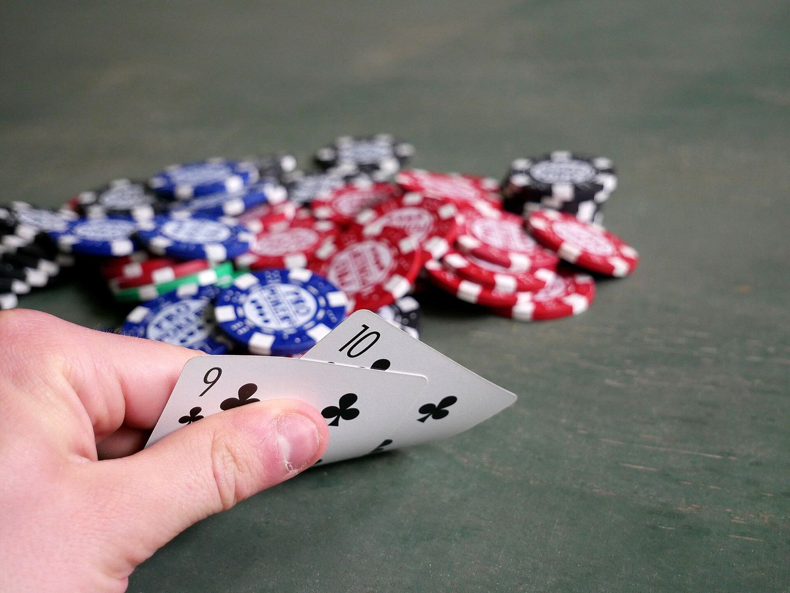 Poker chips and playing cards